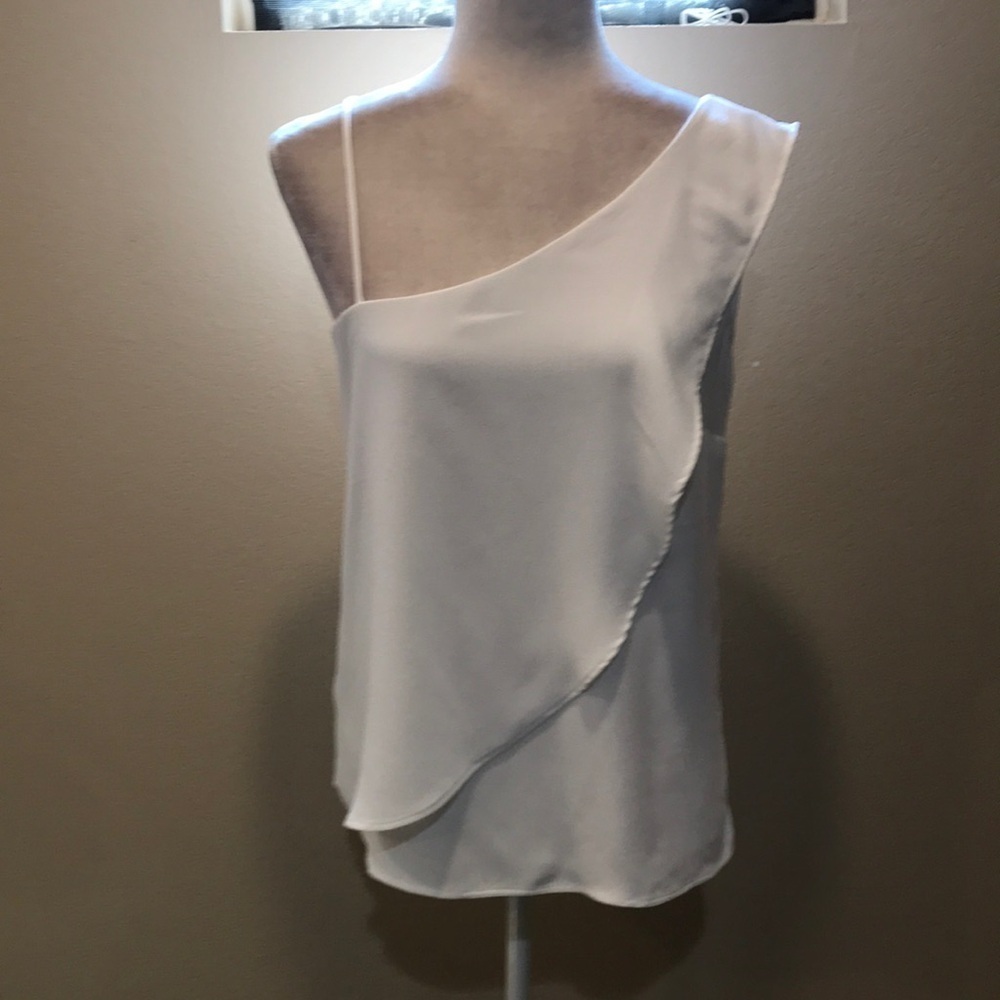NWT Banana Republic White One Shoulder Ruffle Layered Hem Top-Size S